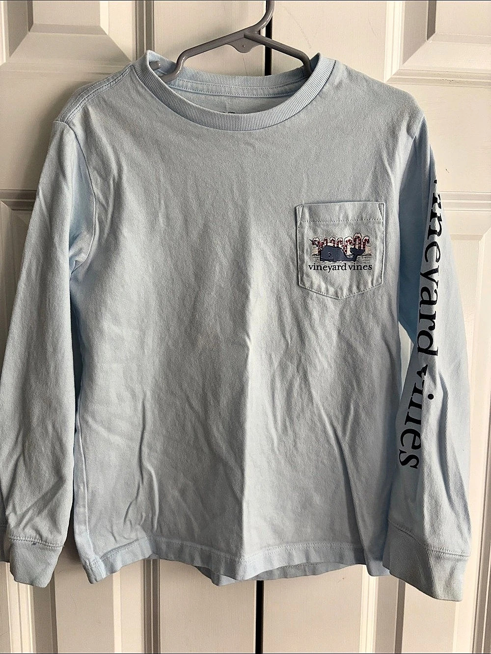 vineyard vines Narwhal Candy Cane Long Sleeve Pocket Tee Boys 6 Blue